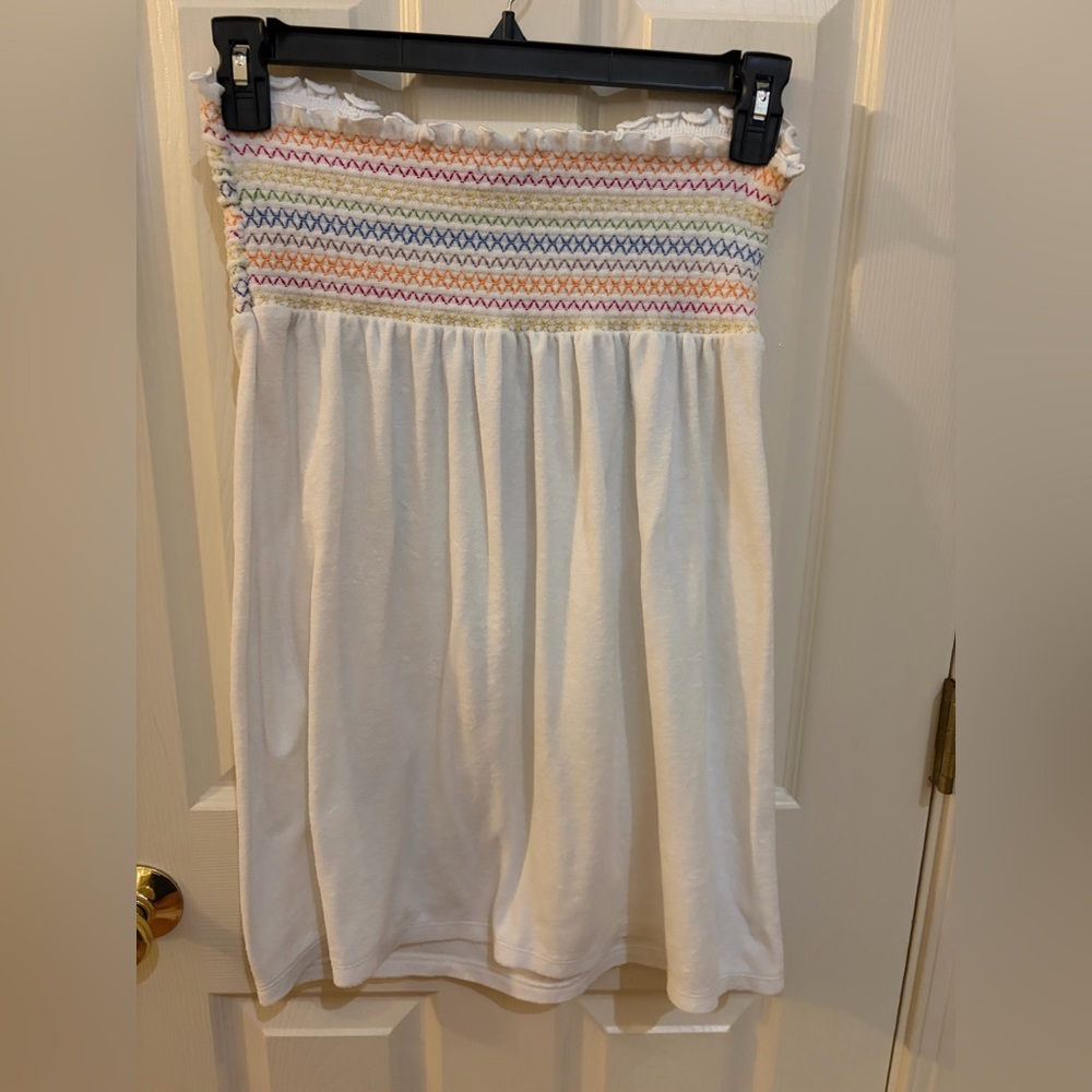 Wild Fable Strapless Cover Up Dress Rainbow White Medium Beach Cotton Blend - Picture 3 of 9